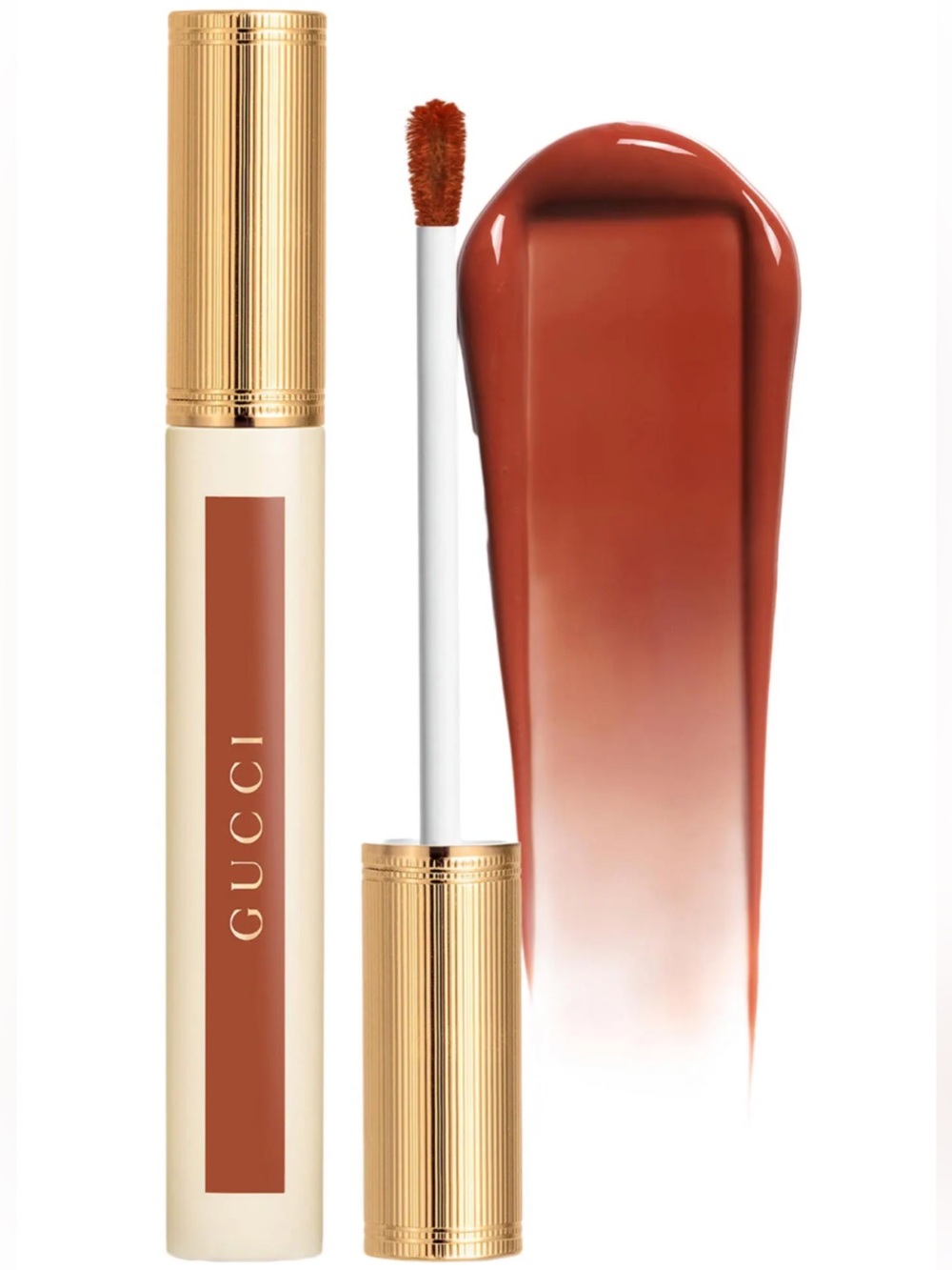 Gucci Oil-In-Water Tint Hydrating Lip Stain. Color: 308 Lucy Dark Orange